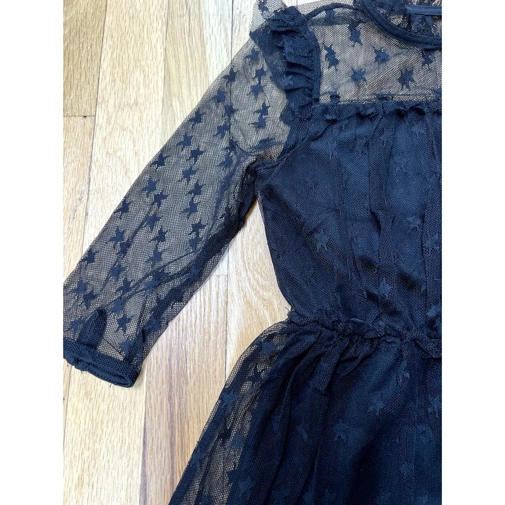 Forever21 Girls Black Star Mesh Lace Dress (size 9/10)